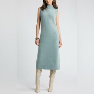 Sleeveless Dove Blue Wool and Cashmere Dress